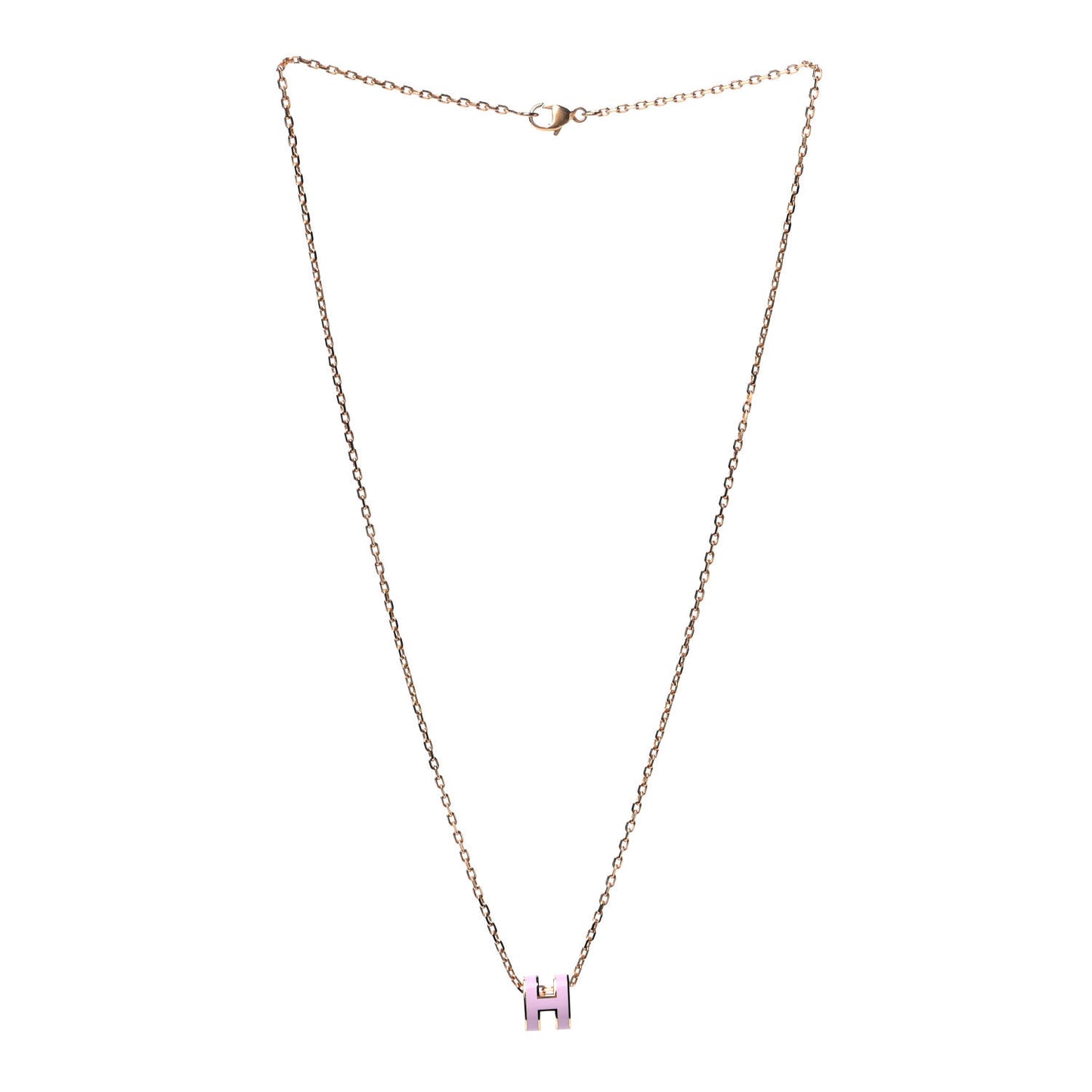 Lacquered Gold Mini Pop H Pendant Necklace Rose Dragee