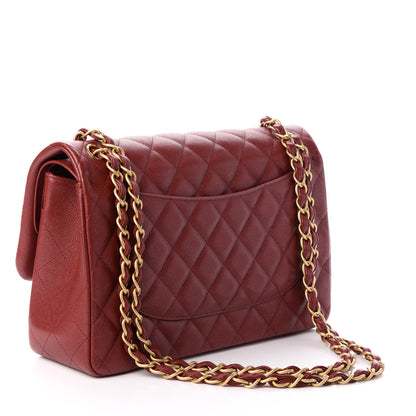 Chanel Iridescent Caviar Quilted Jumbo Double Flap Burgundy 3 of 10