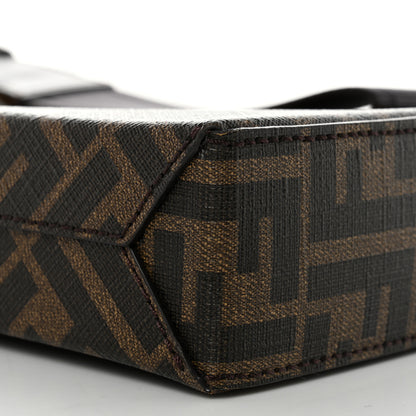 Fendi Shiny Glazed Fabric Vitello Cover FF 1974 Logo Clutch Tobacco Moro Giallo Ebano 11 of 11