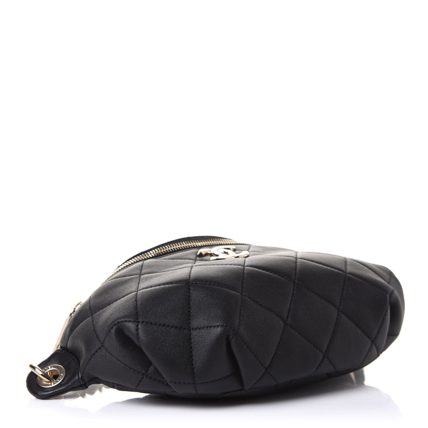 Lambskin Quilted Resin Bi-Color Waist Bag Fanny Pack Black
