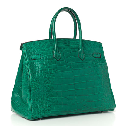 Hermes Matte Alligator Birkin 35 Malachite 2 of 18