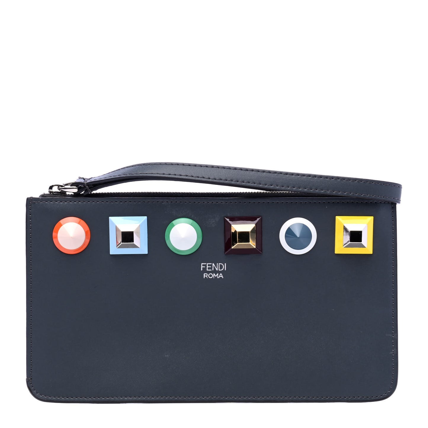 Vitello Liberty Studded Zip Pouch Blueberry Multicolor