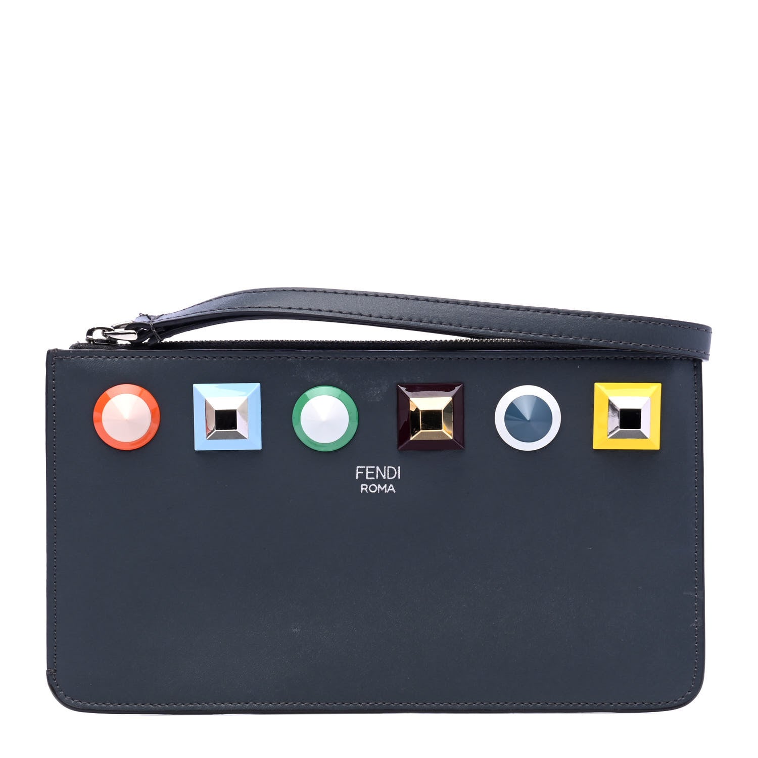 Fendi Vitello Liberty Studded Zip Pouch Blueberry Multicolor 1 of 4