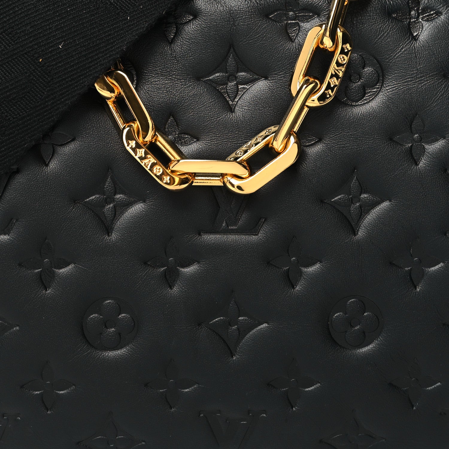 Louis Vuitton Lambskin Embossed Monogram Coussin PM Black 9 of 12