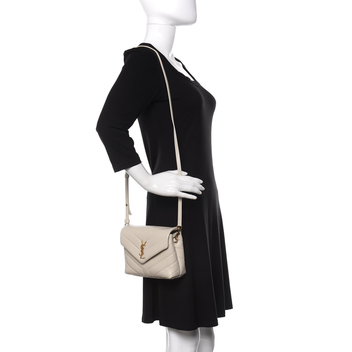 Saint Laurent Calfskin Y Quilted Monogram Toy Loulou Crossbody Bag Ivory 2 of 11