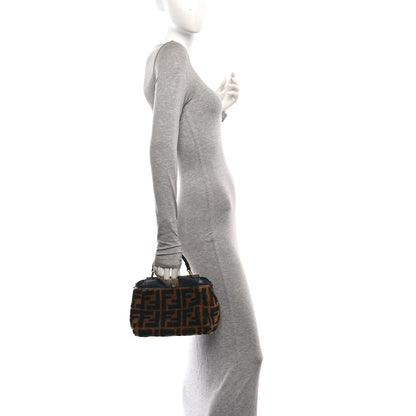 Fendi Shearling Nappa Macro FF 1974 Mini Peekaboo Iconic Satchel Tobacco Black 2 of 10