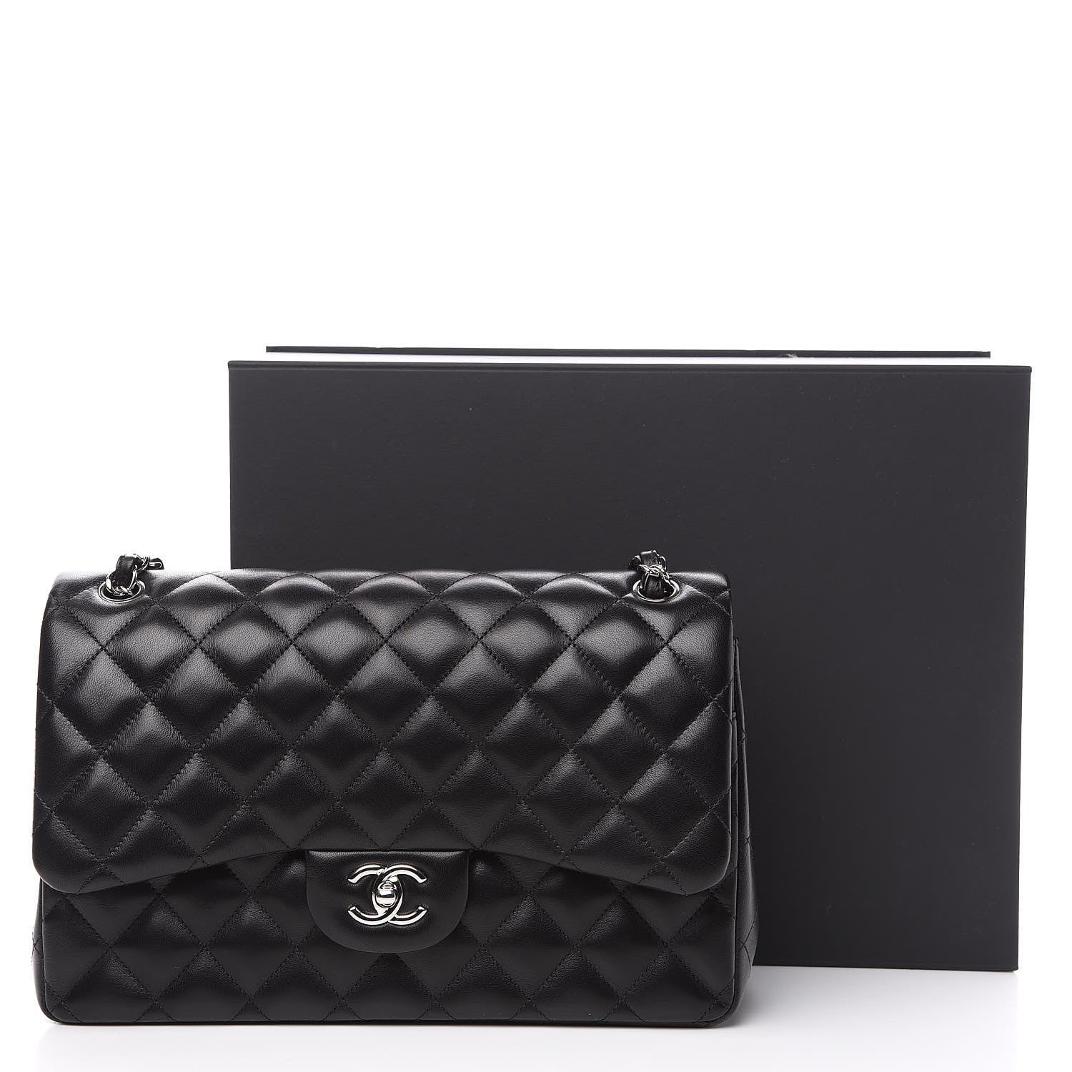 Chanel Lambskin Quilted Jumbo Double Flap Black 11 of 11