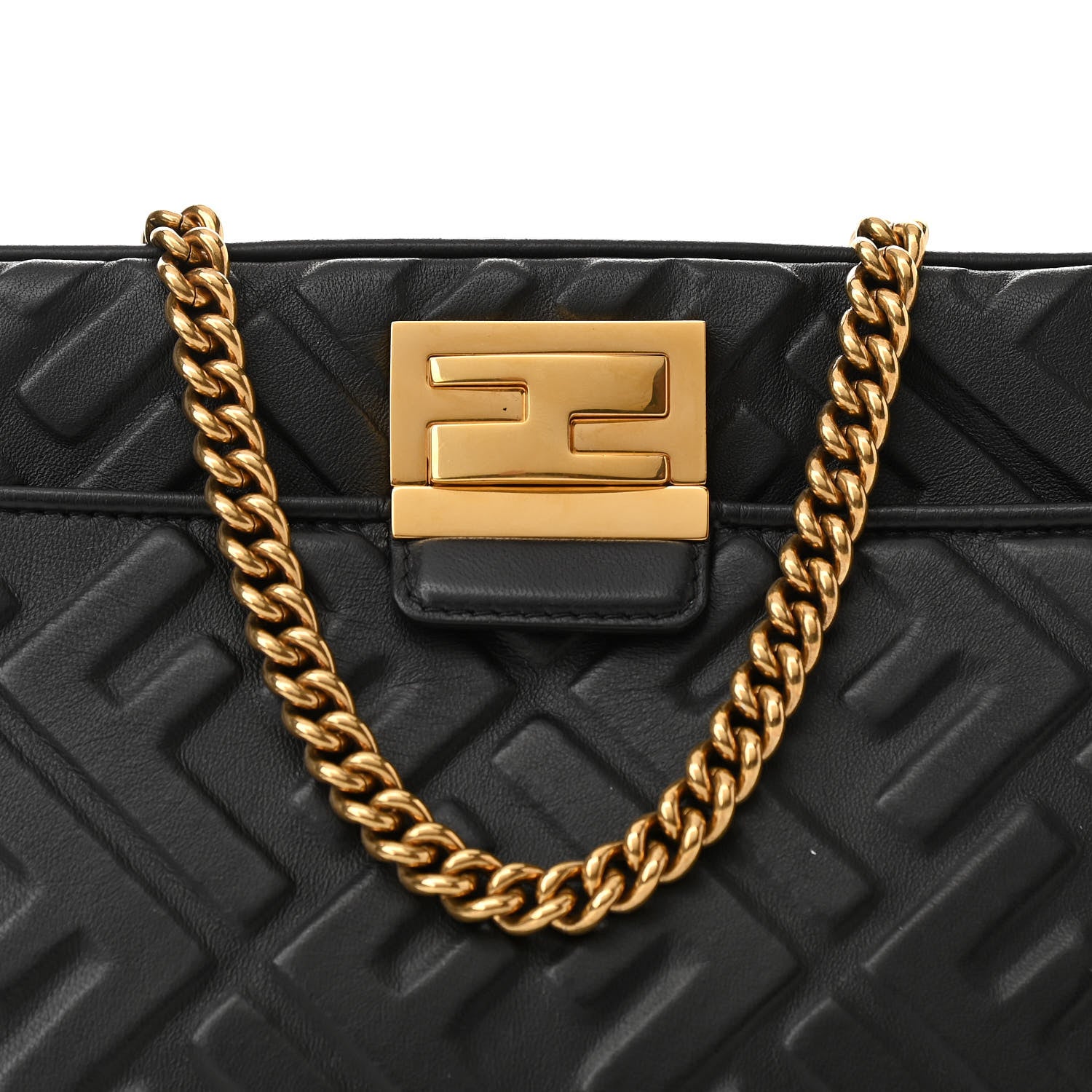 Fendi Nappa FF 1974 Diagonal Embossed Upside Down Belt Bag Black 9 of 11