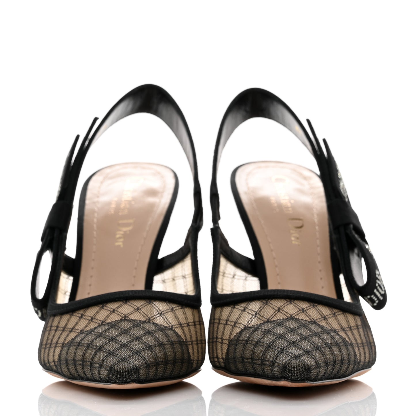 Mesh Net Crystal J'Adior Slingback 100mm Pumps 37.5 Black