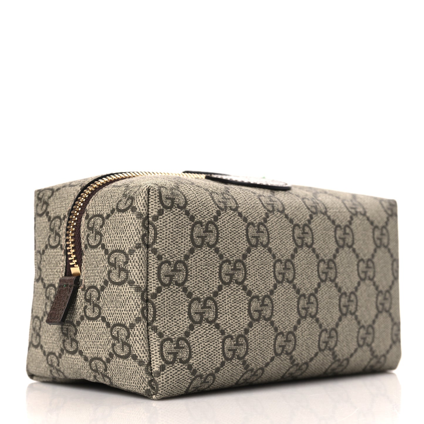 Soft GG Supreme Monogram Calfskin Medium Ophidia Cosmetic Case Beige Ebony New Acero
