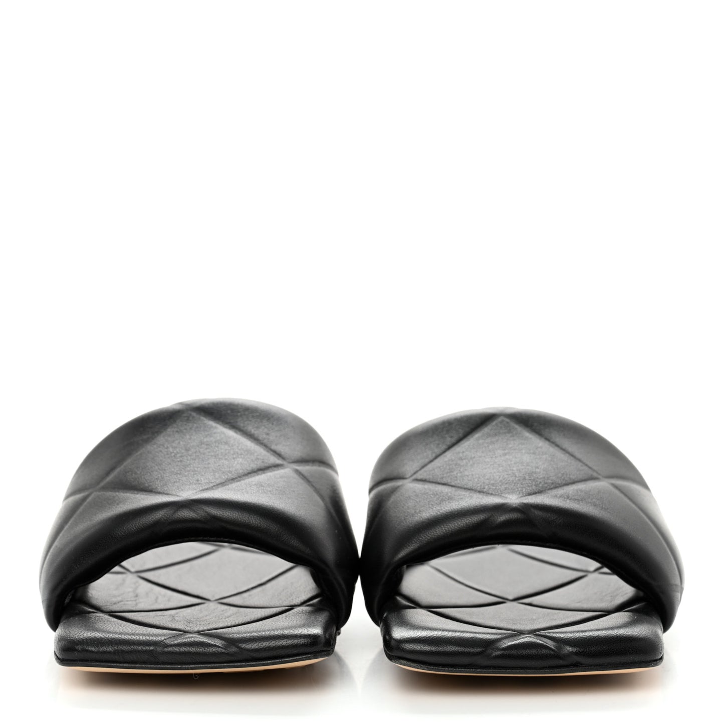 Nappa Quilted Rubber Lido Flat Sandals 37 Black