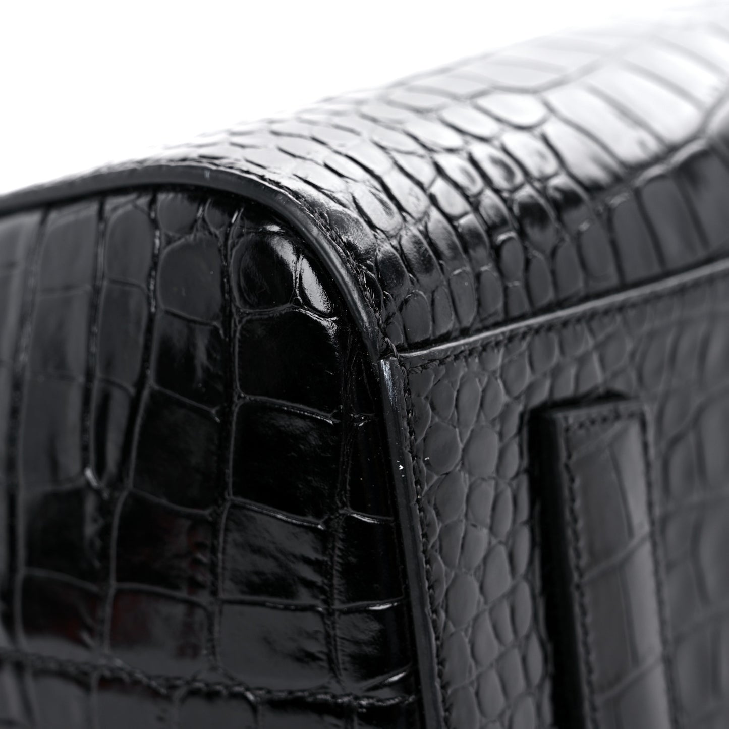 Calfskin Crocodile Embossed Small Antigona Black