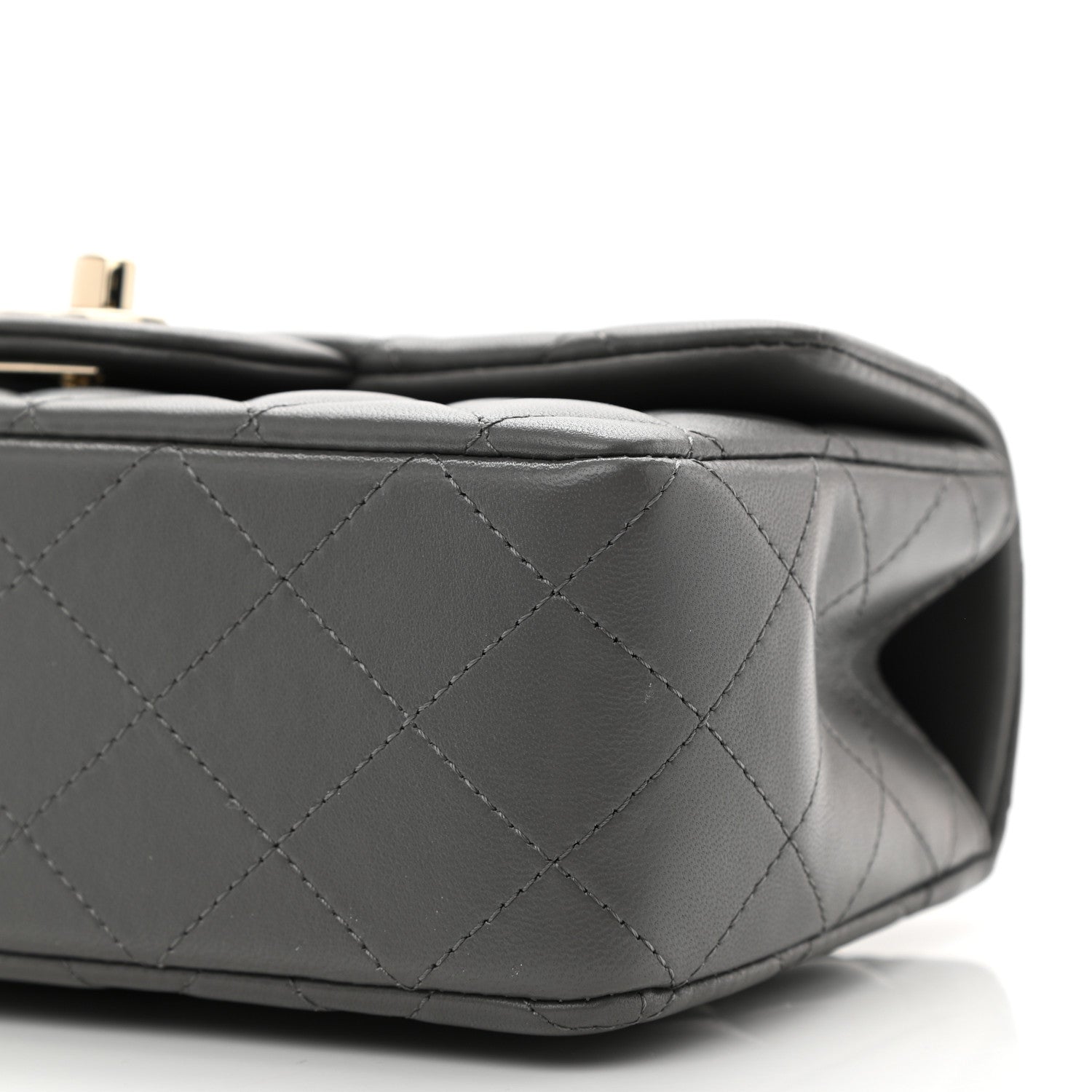 Chanel Lambskin Quilted Mini Top Handle Rectangular Flap Dark Grey 10 of 11