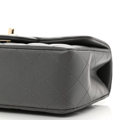 Chanel Lambskin Quilted Mini Top Handle Rectangular Flap Dark Grey 10 of 11