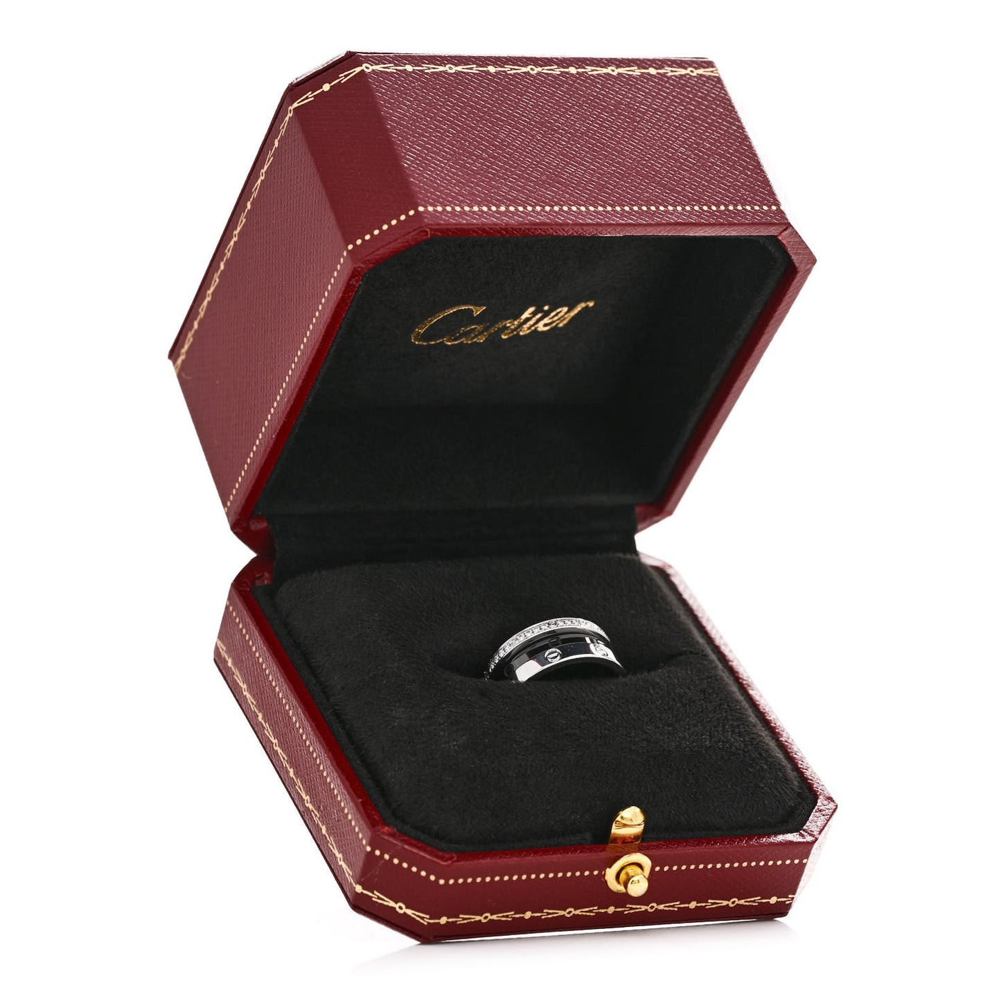 18K White Gold Diamond Ceramic LOVE Ring Set 53 6.25