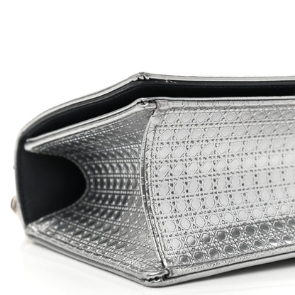 Christian Dior Metallic Patent Micro-Cannage Small Diorama Flap Bag Silver 8 of 9