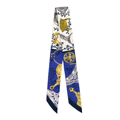 Hermes Silk Etriers Remix Twilly Marine White Or 2 of 4