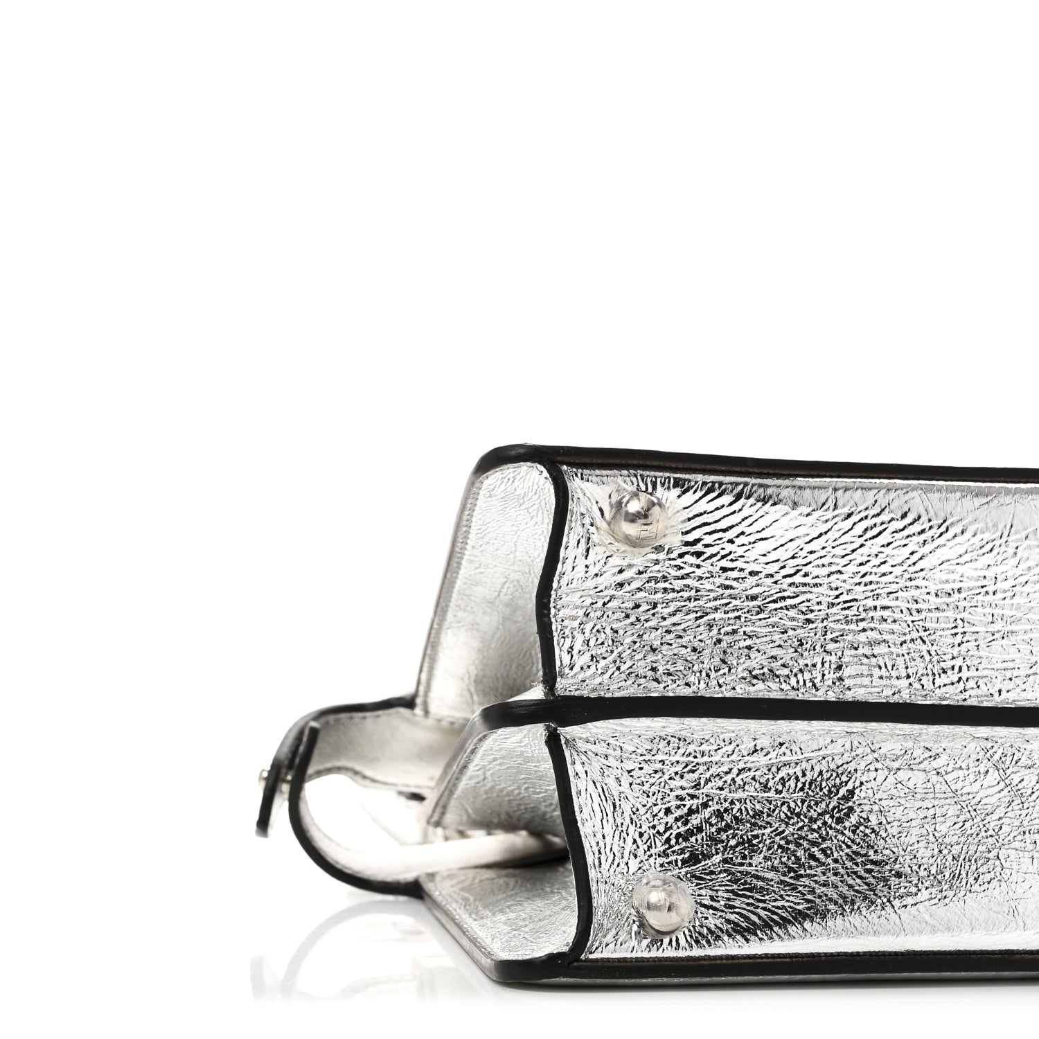 Fendi Rock Millenium Laminata Small Peekaboo I SEE U Satchel Argento 10 of 11
