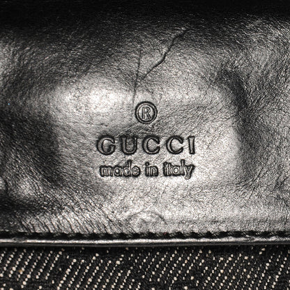 Gucci Denim Monogram Double Pocket Belt Bag Black 6 of 8