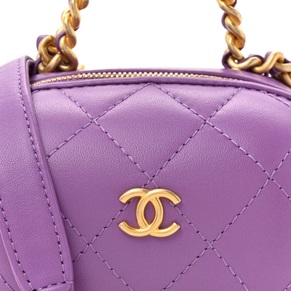 Chanel Lambskin Quilted CC Bubble Vanity Case With Chain Purple 8 of 10