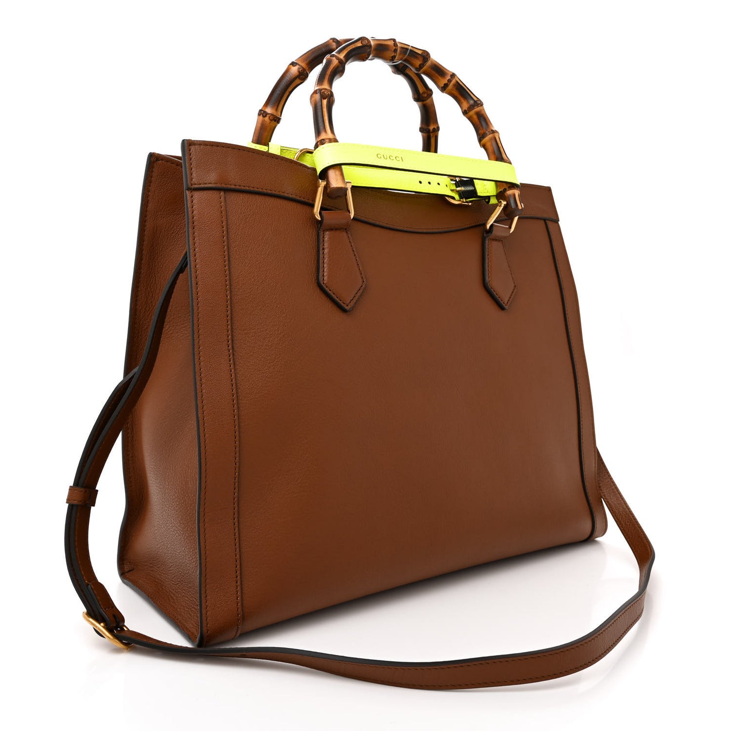 Wonka Grain Calfskin Medium Diana Tote Bag Cuir Yellow Fluo