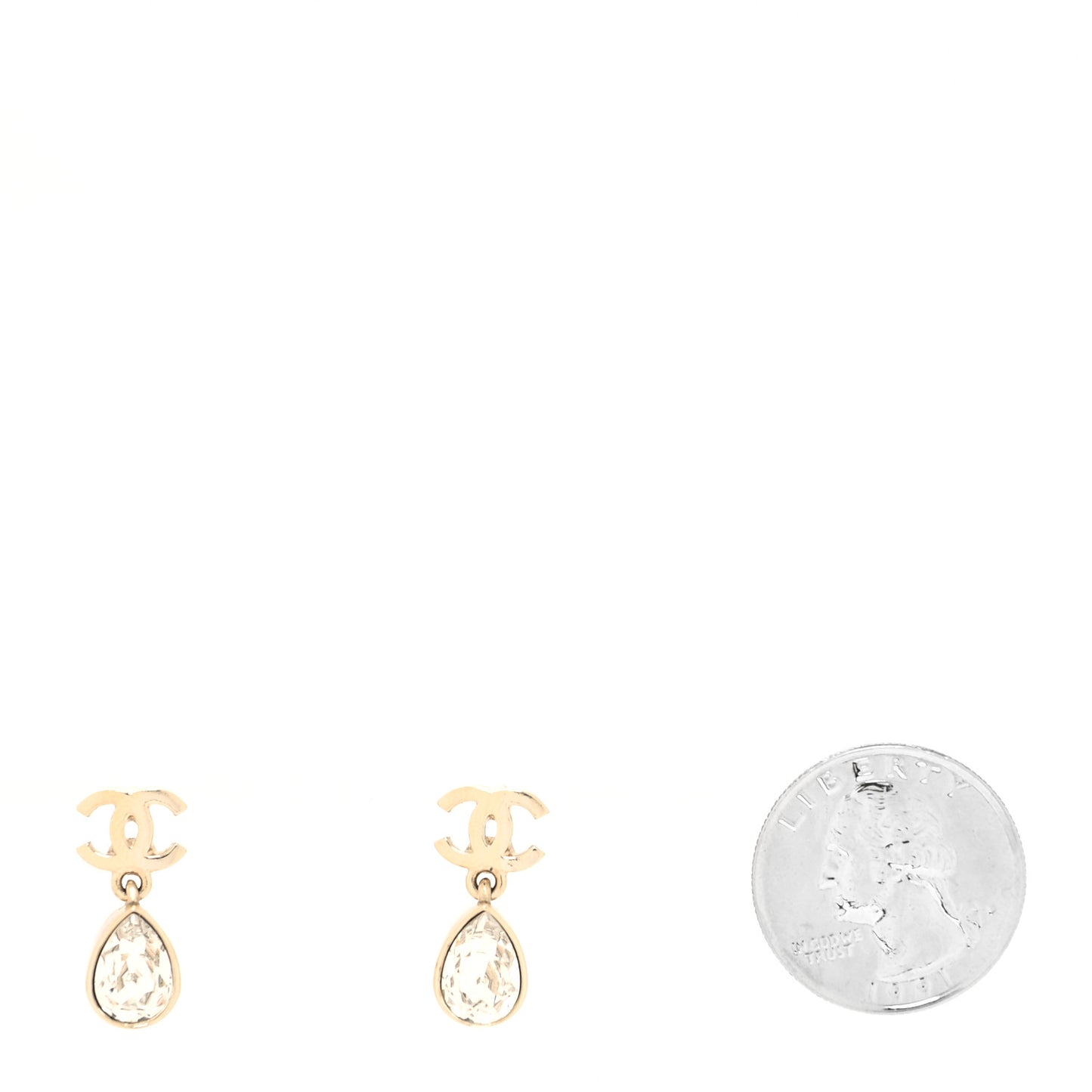 Crystal CC Tear Drop Earrings Gold