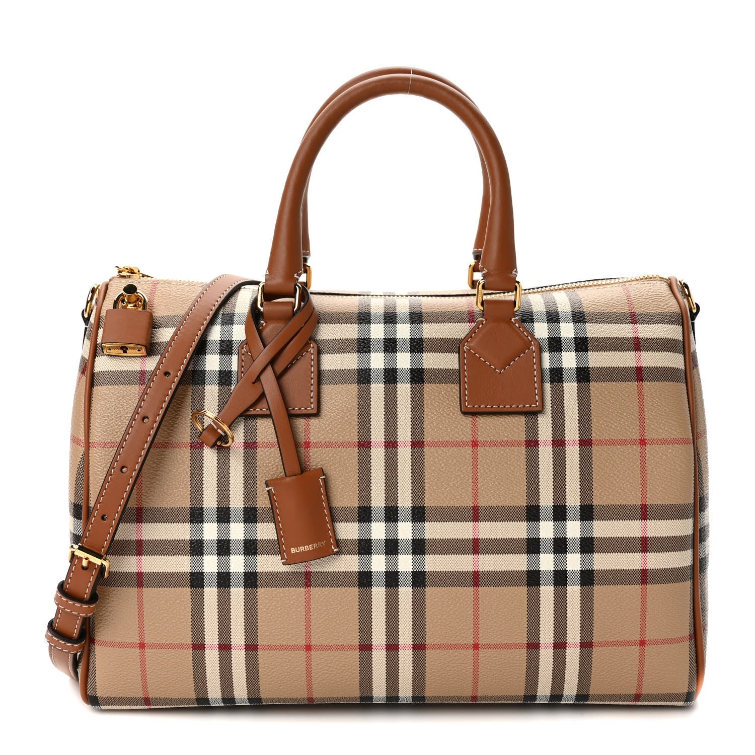 Burberry Horseferry Check Medium Bowling Bag Tan 1 of 8