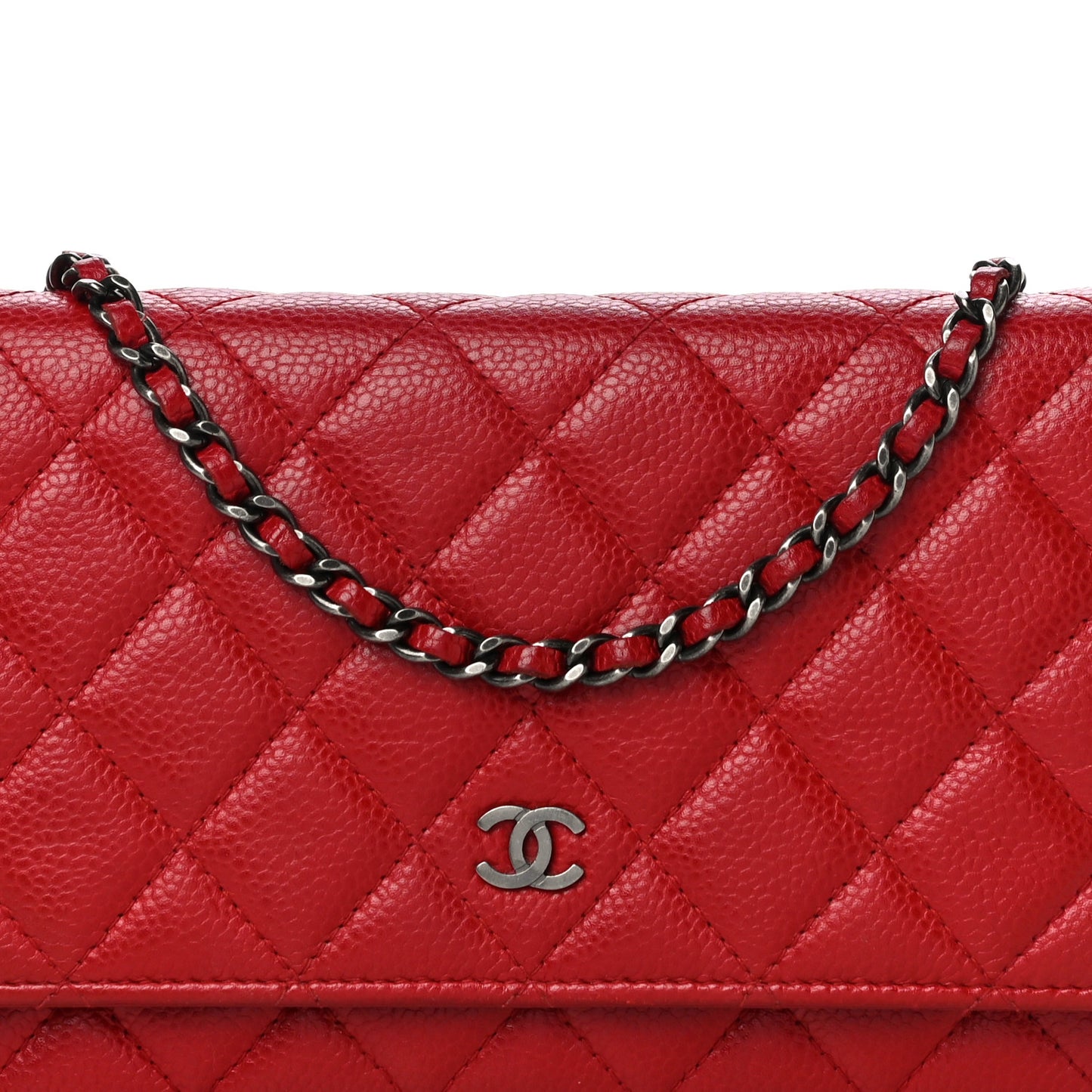 Caviar Quilted Wallet On Chain WOC Red