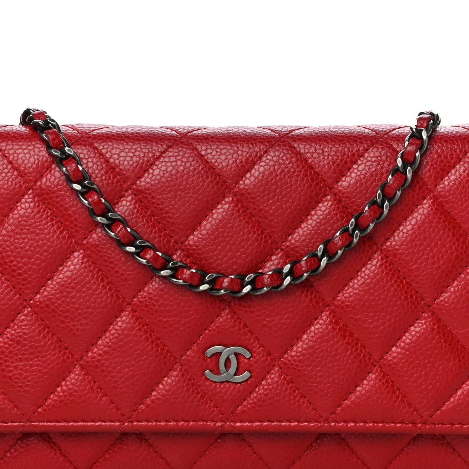 Chanel Caviar Quilted Wallet On Chain WOC Red 8 of 14