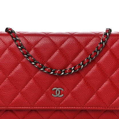 Chanel Caviar Quilted Wallet On Chain WOC Red 8 of 14