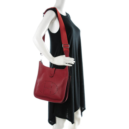 Hermes Taurillon Clemence Evelyne III PM Rouge H 2 of 8