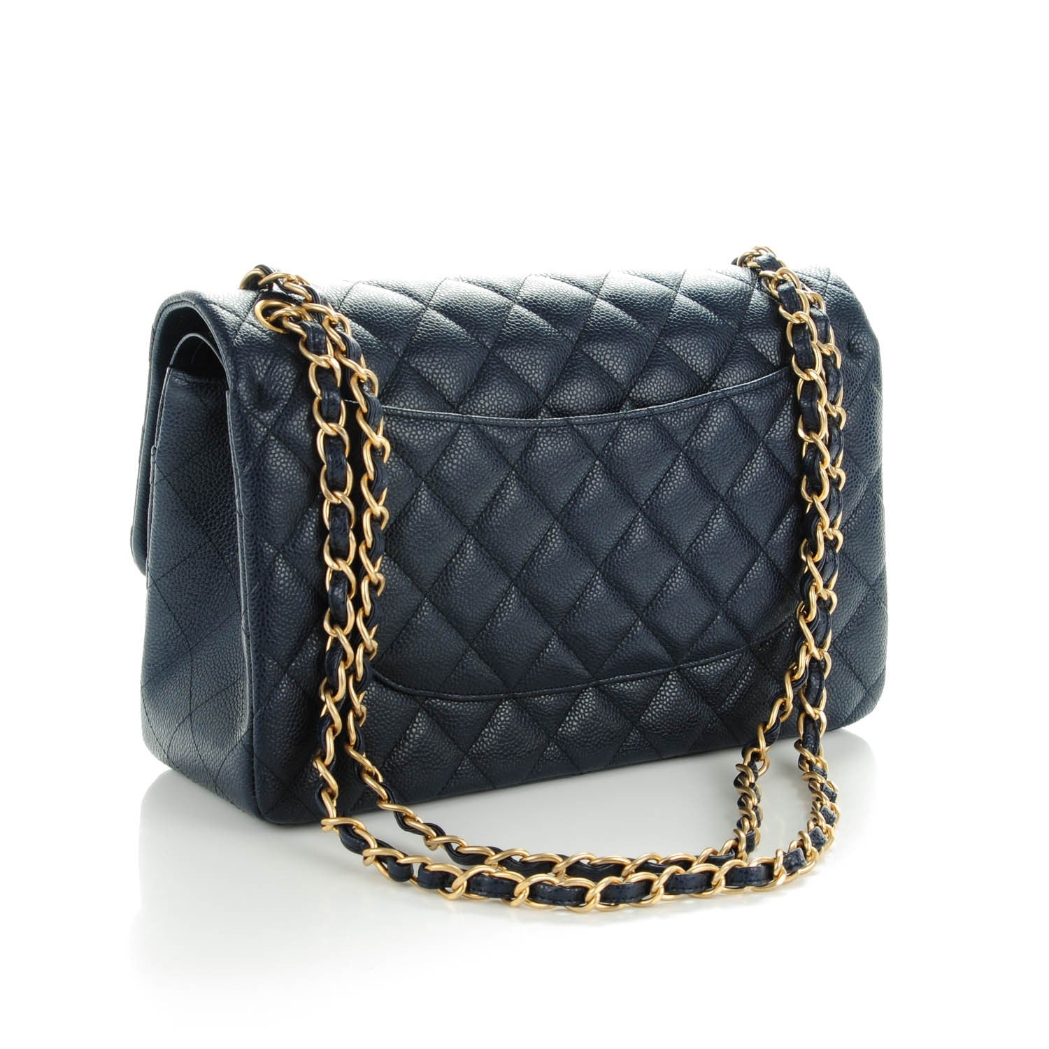 Chanel Caviar Quilted Jumbo Double Flap Navy Blue 3 of 9