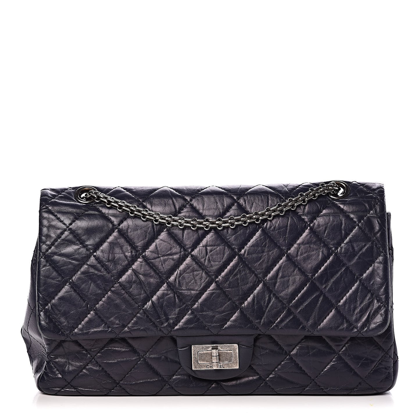 Aged Calfskin Quilted 2.55 Reissue 227 Flap Navy Blue
