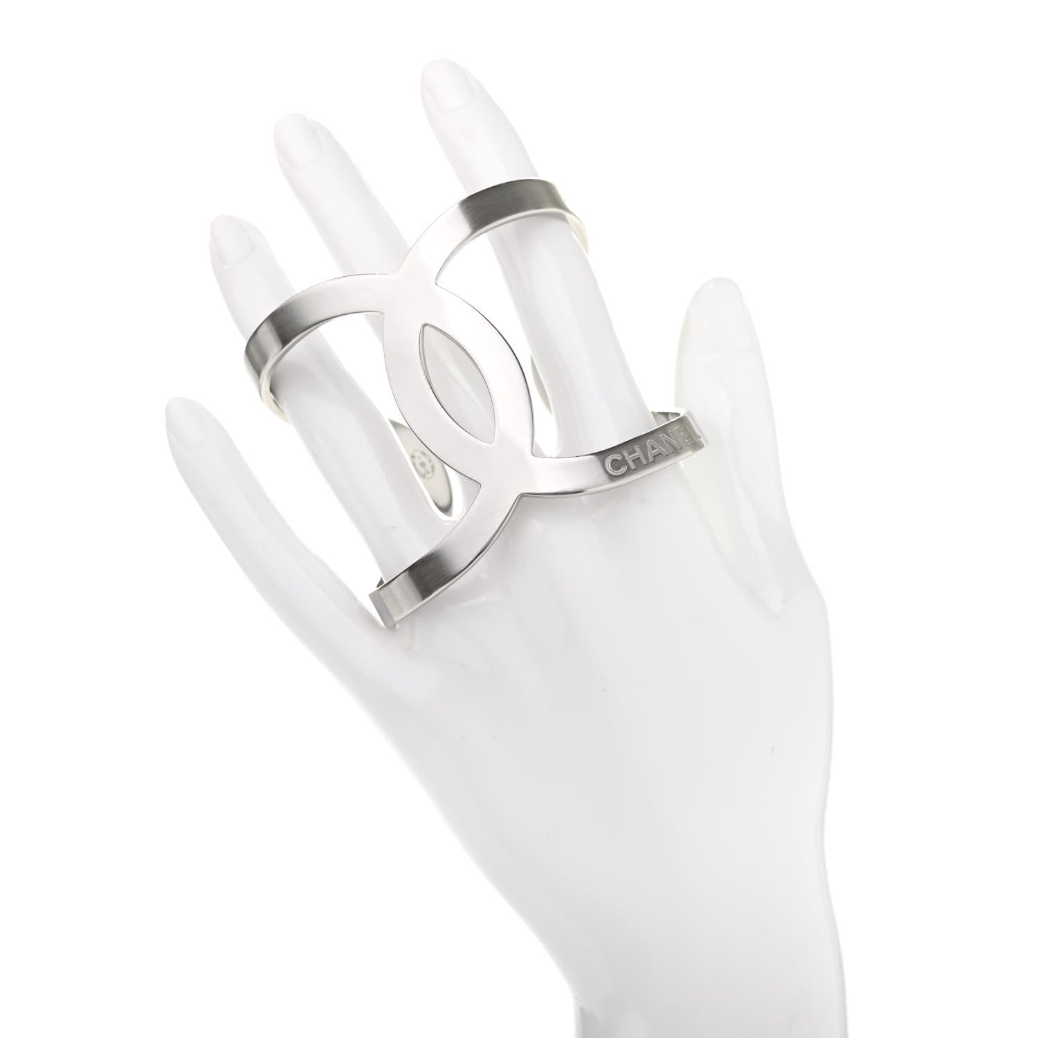 Chanel Metal CC Cuff Silver 2 of 5