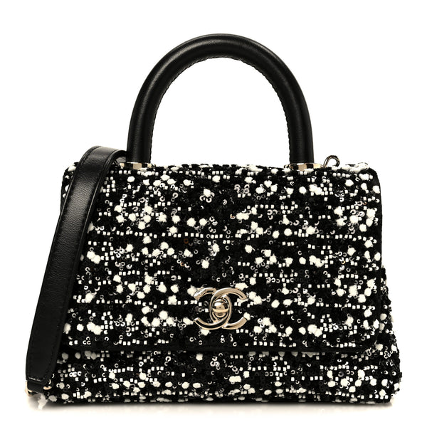 Chanel Lambskin Sequin Beaded Extra Mini Coco Handle Flap Black