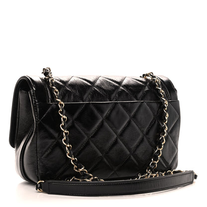 Chanel Crumpled Glazed Lambskin Quilted Small Flap Black 2 of 8