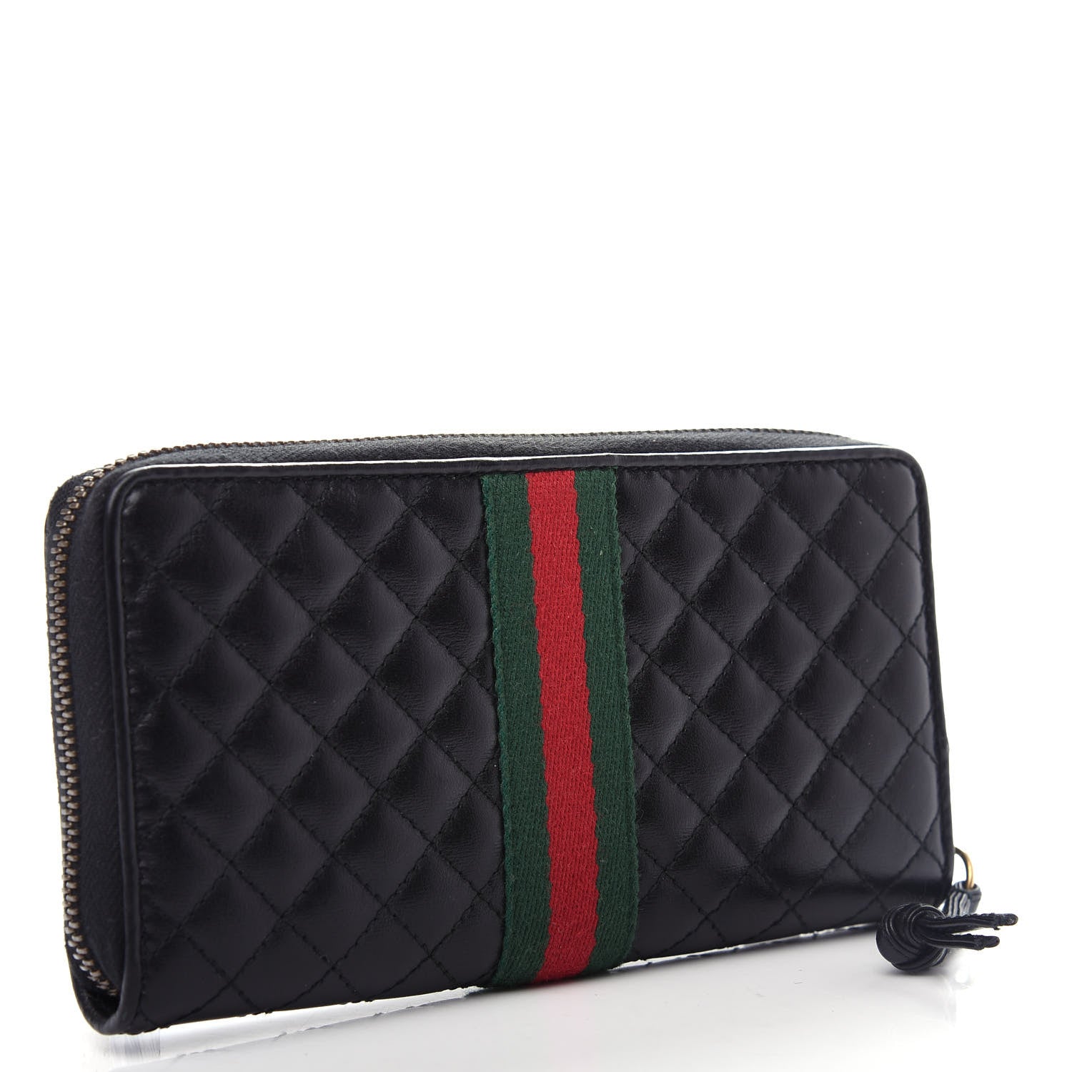 Gucci Calfskin Web Trapuntata GG Zip Around Wallet Black 3 of 7