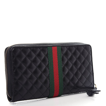 Gucci Calfskin Web Trapuntata GG Zip Around Wallet Black 3 of 7