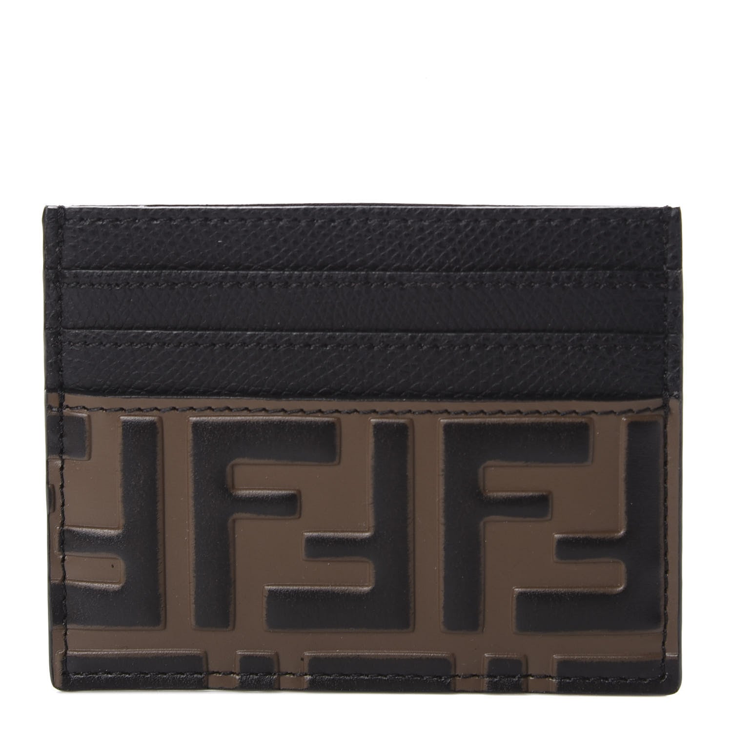 Fendi Vitello Cruise Bi-Color FF 1974 Embossed Card Holder Maya Black 1 of 10