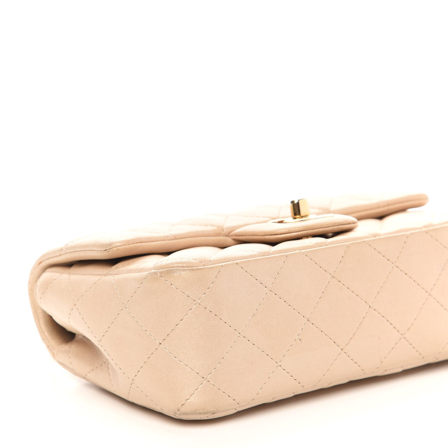Chanel Metallic Lambskin Quilted Mini Rectangular Flap Beige 9 of 14