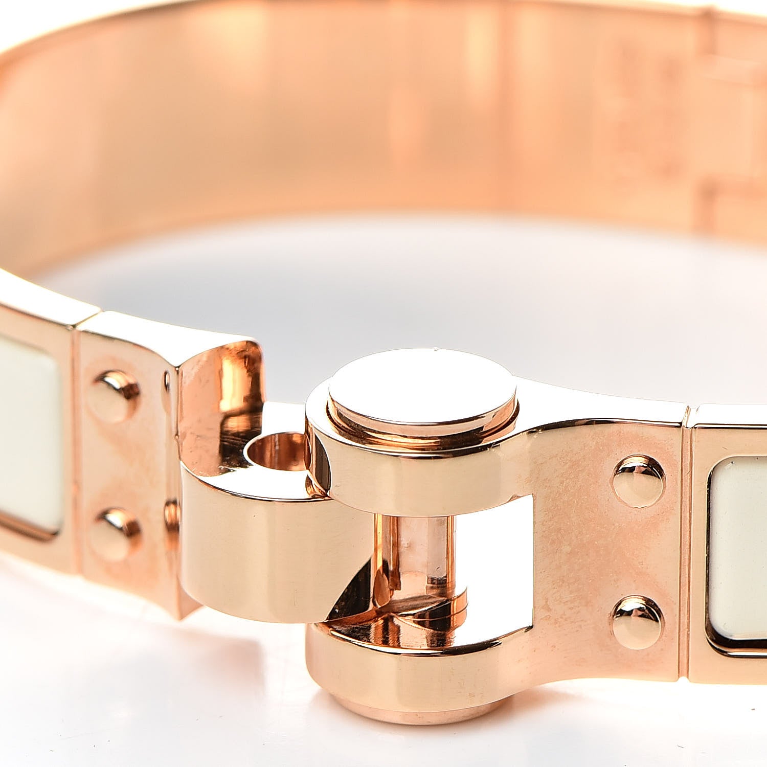 Hermes Enamel Charniere Uni Narrow Hinged Bracelet S Pannacotta 5 of 7
