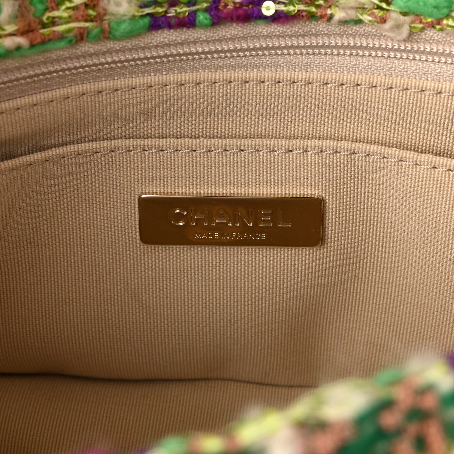 Chanel Tweed Shearling Large Flap Bag Green Purple Ecru Brown 6 of 10