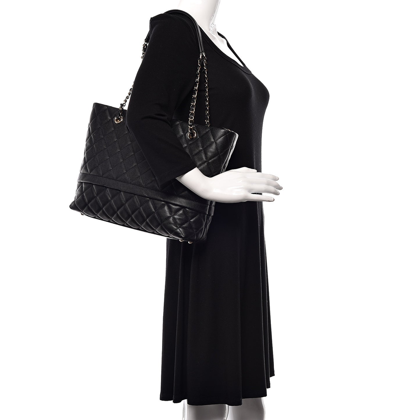 Caviar Quilted Rolled Up Tote Black