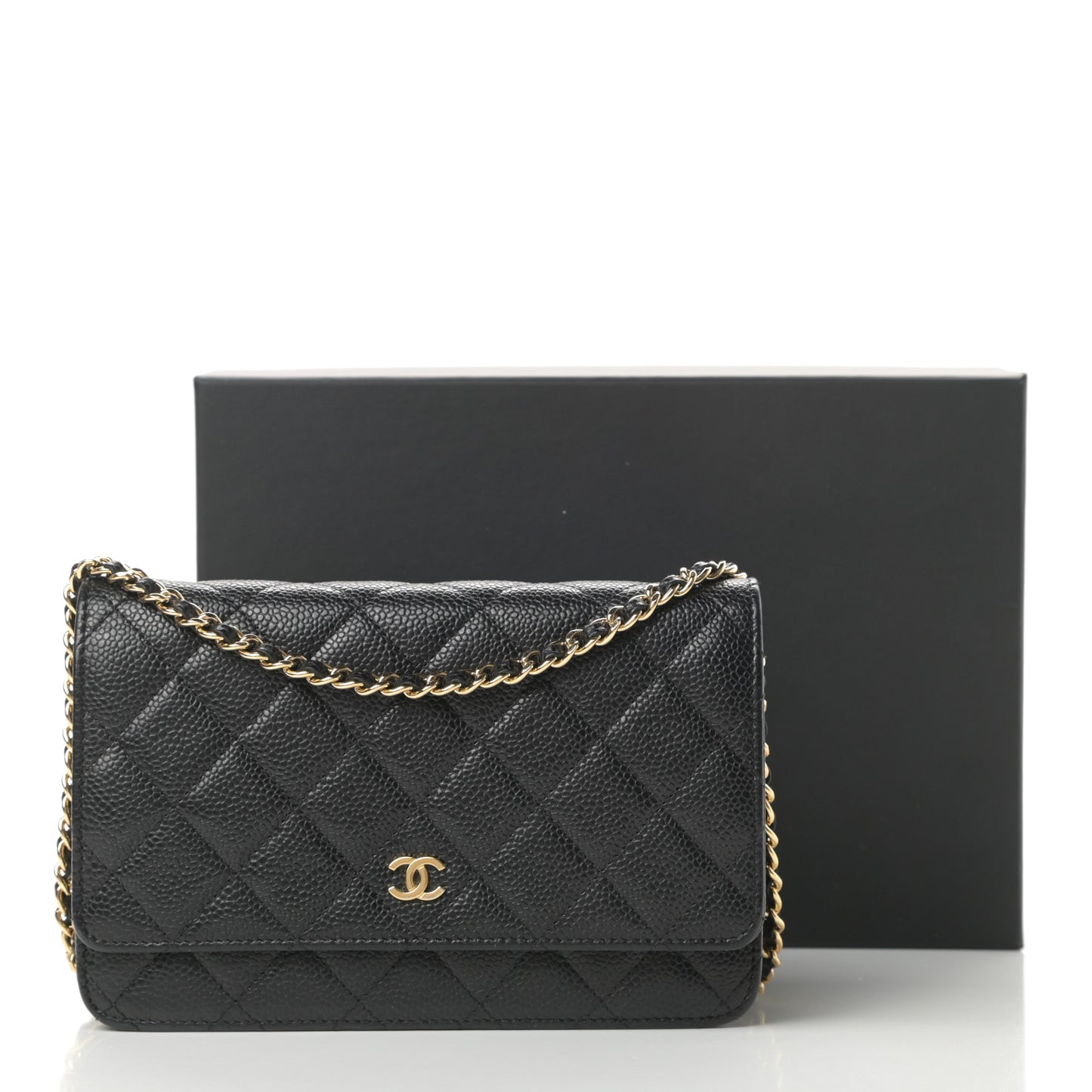 Caviar Quilted Wallet On Chain WOC Black