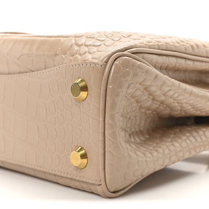 Balenciaga Shiny Calfskin Crocodile Embossed Small Rodeo Top Handle Handbag Nude 9 of 9