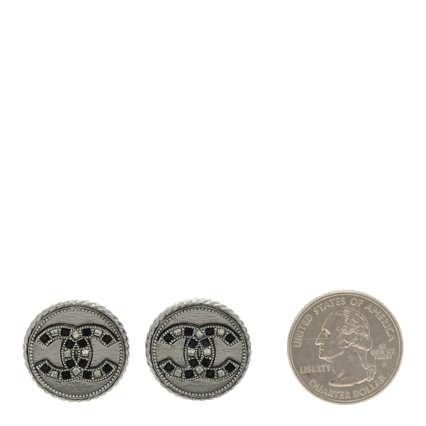 Ruthenium Crystal CC Round Earrings