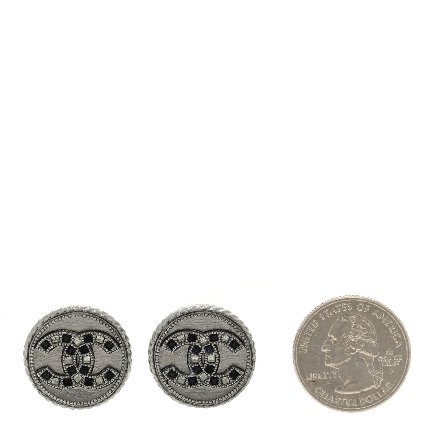 Chanel Ruthenium Crystal CC Round Earrings 2 of 4