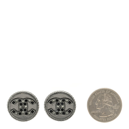 Chanel Ruthenium Crystal CC Round Earrings 2 of 4