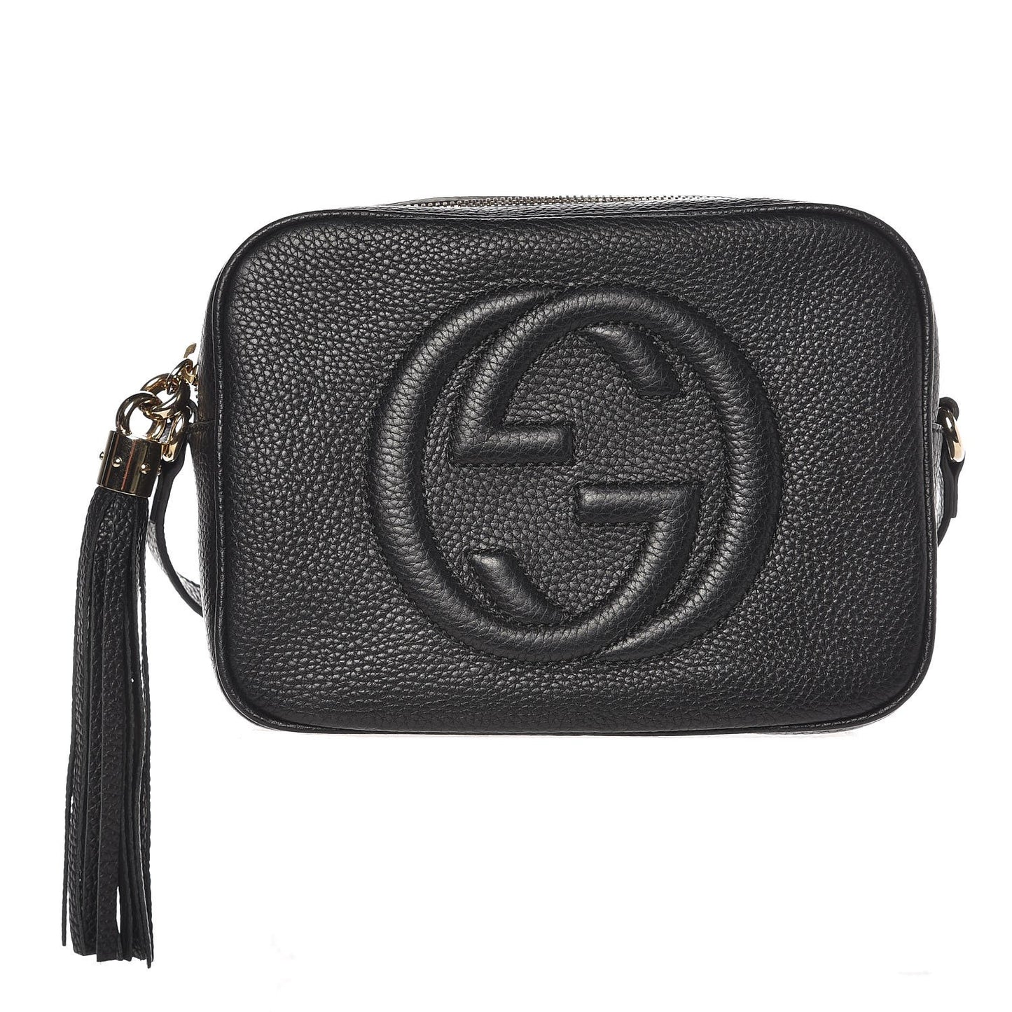 Pebbled Calfskin Small Soho Disco Bag Black