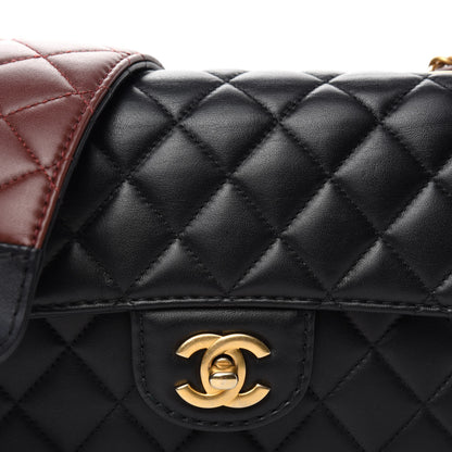 Chanel Calfskin Quilted Small Strap Into Flap Black Burgundy 11 of 11